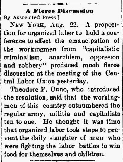 Clipping from the Reno Evening Gazette dated August 22, 1892.