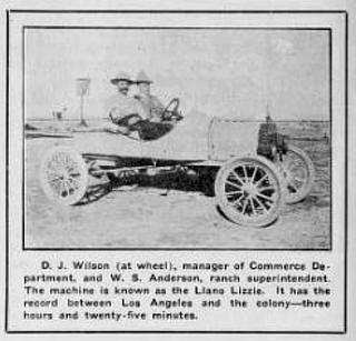 D.J. Wilson and W.S. Anderson in the Llano Lizzie at Llano, California.